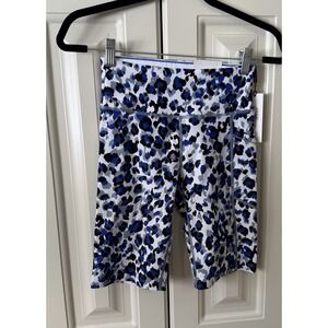 Calvin Klein Performance Leopard Bike Shorts‎ High Waist 9" Yoga Active XS New